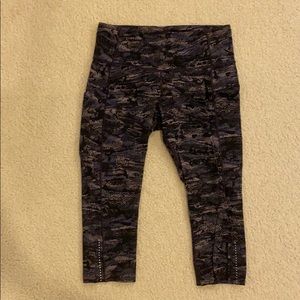 Animal print lululemon cropped pants